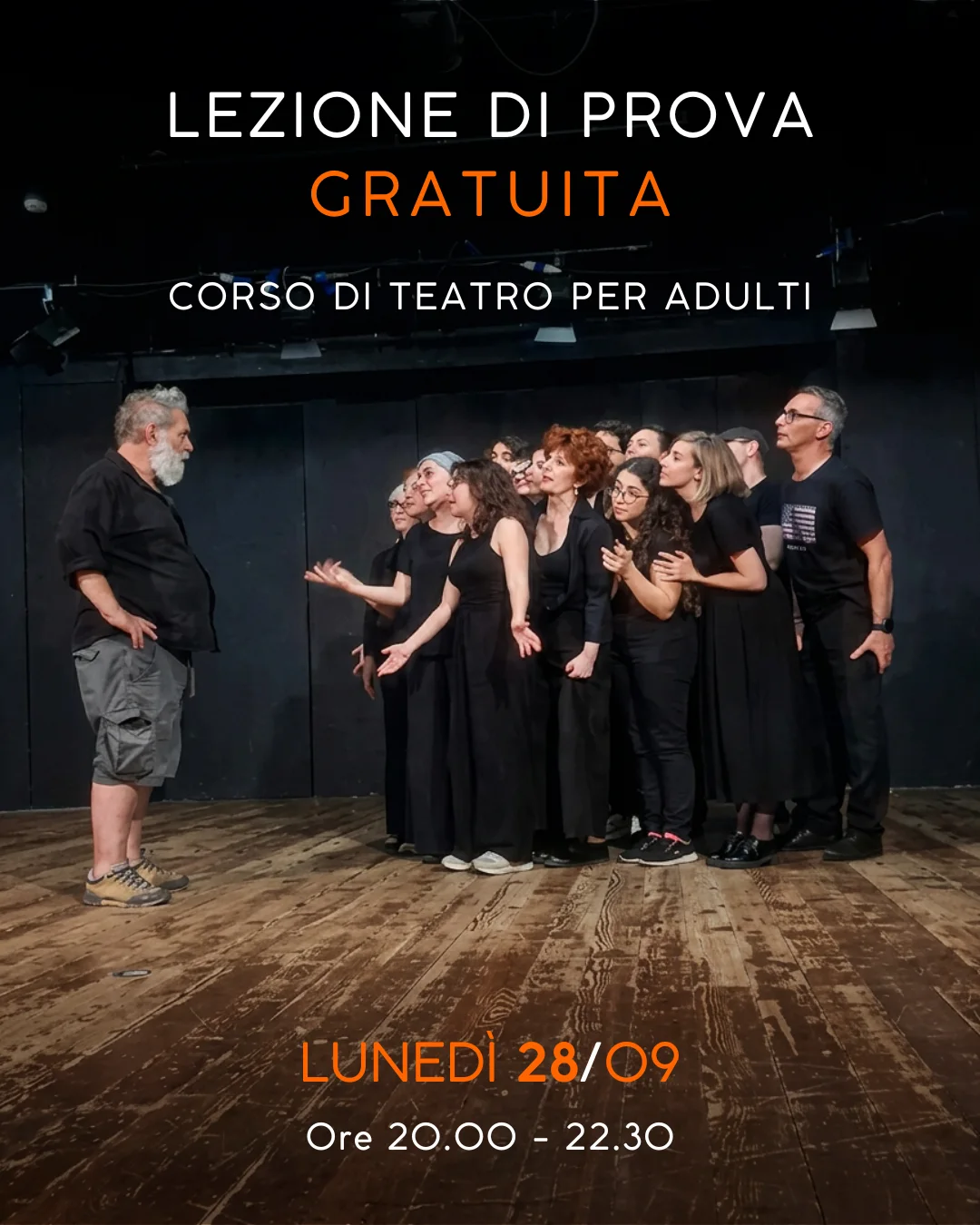 PROVA SERALI POST LEZIONE DI PROVA GRATUITA CORSO DI TEATRO PER ADULTI